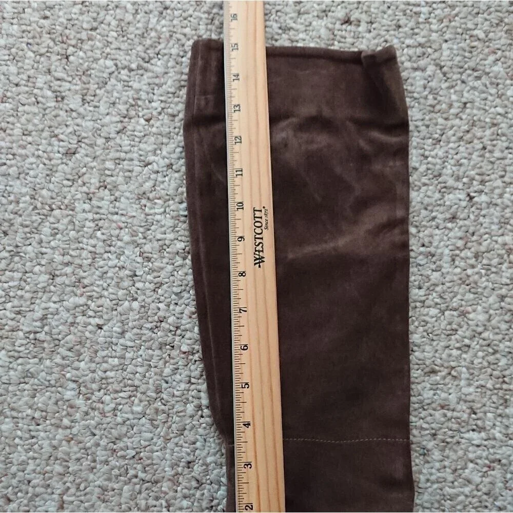Joie brown knee high leather pull on boots wood block heel size 36.5